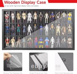 Action Figure Display Case 3.75 Figurine Toy Shelf Showcase Wood 36 Pcs Holder
