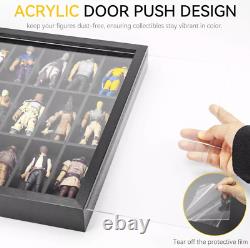 Action Figure Display Case 3.75 Figurine Toy Shelf Showcase Wood 36 Pcs Holder