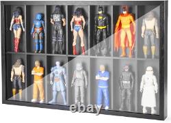 Action Figure Display Case 6 Figurine 1/12 Toy Shelf Wood 14 Pcs Holder Cabinet