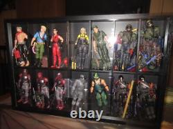 Action Figure Display Case 6 Figurine 1/12 Toy Shelf Wood 14 Pcs Holder Cabinet