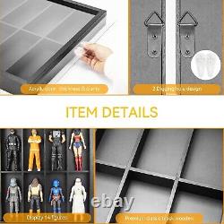 Action Figure Display Case 6 Figurine 1/12 Toy Shelf Wood 14 Pcs Holder Cabinet