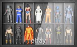 Action Figure Display Case 6 Figurine 1/12 Toy Shelf Wood 14 Pcs Holder Cabinet