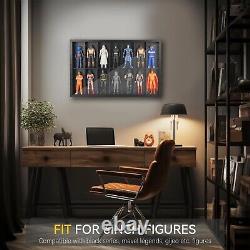 Action Figure Display Case 6 Figurine 1/12 Toy Shelf Wood 14 Pcs Holder Cabinet