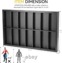 Action Figure Display Case 6 Figurine 1/12 Toy Shelf Wood 14 Pcs Holder Cabinet