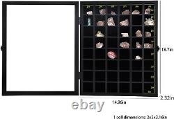 Adjustable Rock Display Case Wooden Crystal Organizer for Stones Storage