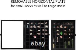 Adjustable Rock Display Case Wooden Crystal Organizer for Stones Storage