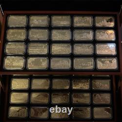 America's Fifty States Gold-Plated Ingots Display Case Box Storage Case