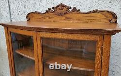 American Oak Mercantile Store Display Cabinet Bowed Glass CA 1880's Refinished