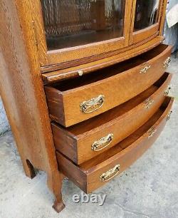 American Oak Mercantile Store Display Cabinet Bowed Glass CA 1880's Refinished