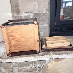 Antique 1800's Cabinet Display Case General Store Apothecary Burr Walnut Wood