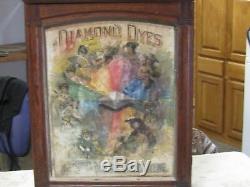 Antique 1800's Walnut Diamond Dyes Store Display Case