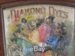Antique 1800's Walnut Diamond Dyes Store Display Case