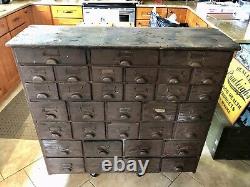 Antique 1900-1920 Multi 33 Drawer Hardware Store Display Cabinet, Parts Chest