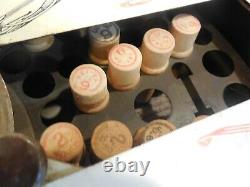 Antique 1907 Boye Rotary Needle & Bobbins & Shuttles Tin Store DISPLAY Case