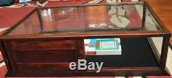 Antique 19th century mahogany & glass jewelry store counter top display case