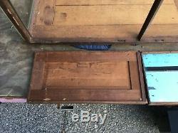 Antique 6 1/2' Nickel Plated Wood Glass Slanted Top Store Counter Display Case