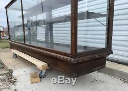 Antique 8' General Company Store Candy Display Case Oak Glass Searight Mine PA