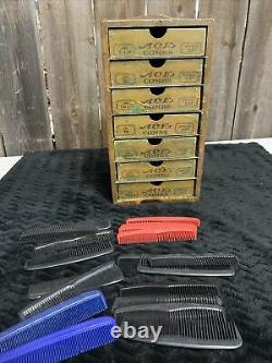 Antique Ace Combs General Store Display Wood Advertising Case Drawers (a3)