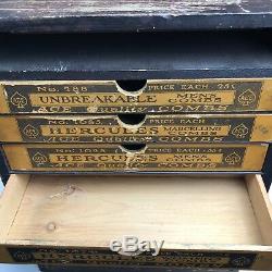 Antique Ace Combs Store Display Wood Advertising Case Drawers Vtg Barber Shop