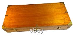 Antique Brass Bound Wooden Wood Travel Case Art Deco Storage Display Box 25