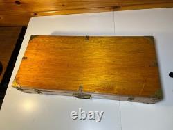 Antique Brass Bound Wooden Wood Travel Case Art Deco Storage Display Box 25