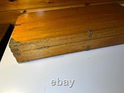 Antique Brass Bound Wooden Wood Travel Case Art Deco Storage Display Box 25