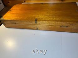Antique Brass Bound Wooden Wood Travel Case Art Deco Storage Display Box 25