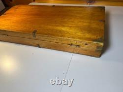 Antique Brass Bound Wooden Wood Travel Case Art Deco Storage Display Box 25