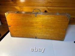 Antique Brass Bound Wooden Wood Travel Case Art Deco Storage Display Box 25