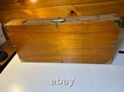 Antique Brass Bound Wooden Wood Travel Case Art Deco Storage Display Box 25