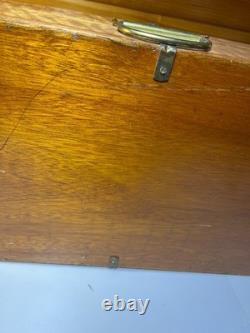 Antique Brass Bound Wooden Wood Travel Case Art Deco Storage Display Box 25