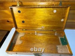 Antique Brass Bound Wooden Wood Travel Case Art Deco Storage Display Box 25