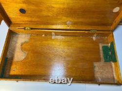 Antique Brass Bound Wooden Wood Travel Case Art Deco Storage Display Box 25
