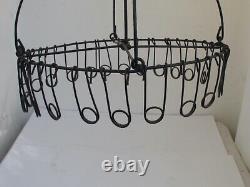 Antique Broom or Buggy Whip Holder Rack Metal Wire Country Store Display