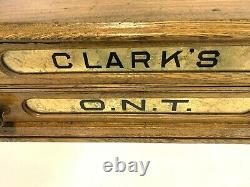 Antique CLARKS O. N. T Oak Spool Cotton 2 Drawer Store Display Cabinet