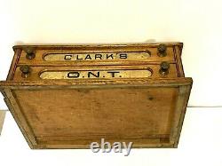 Antique CLARKS O. N. T Oak Spool Cotton 2 Drawer Store Display Cabinet