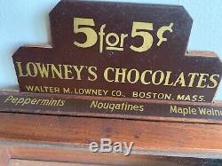 Antique Circa 1900-1920 Wood Tabletop Store Display Case Lowney's Chocolates