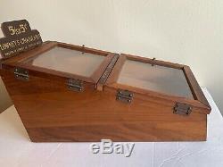 Antique Circa 1900-1920 Wood Tabletop Store Display Case Lowney's Chocolates