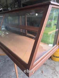 Antique Columbus Show Case Co Tiger Oak Slant Front General Store Display Case 6