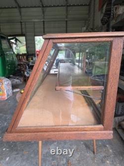 Antique Columbus Show Case Co Tiger Oak Slant Front General Store Display Case 6