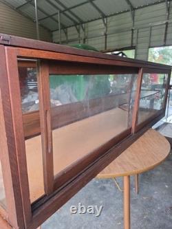 Antique Columbus Show Case Co Tiger Oak Slant Front General Store Display Case 6