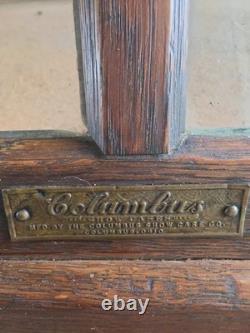 Antique Columbus Show Case Co Tiger Oak Slant Front General Store Display Case 6
