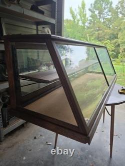 Antique Columbus Show Case Co Tiger Oak Slant Front General Store Display Case 6