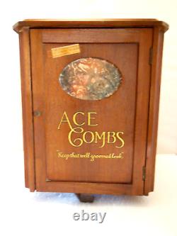 Antique Countertop Revolving Walnut Store Display Case Advertising Ace Combs