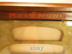 Antique Countertop Revolving Walnut Store Display Case Advertising Ace Combs