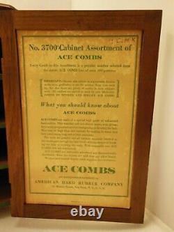 Antique Countertop Revolving Walnut Store Display Case Advertising Ace Combs