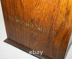 Antique Country Store Oak Counter Top Display Showcase with Silk Advertising