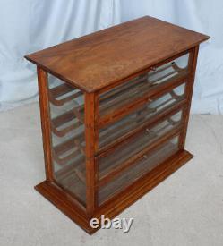 Antique Country Store Oak Counter Top Ribbon Display and Storage Cabinet