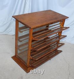 Antique Country Store Oak Counter Top Ribbon Display and Storage Cabinet