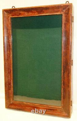 Antique Country Store Oak Wall Hanging Display Case Knife, Padlock, Hotel Key